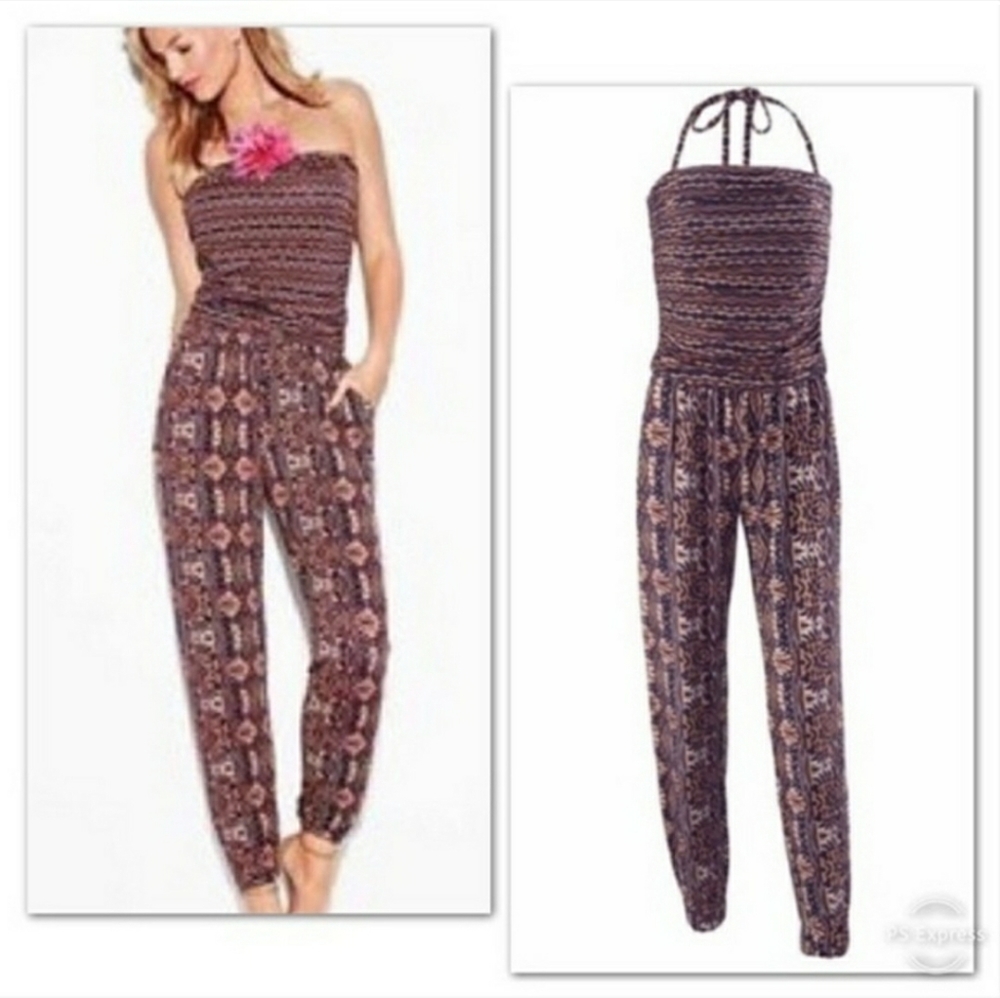 CAbi Mosaic Print Aztec Halter Playsuit (M)